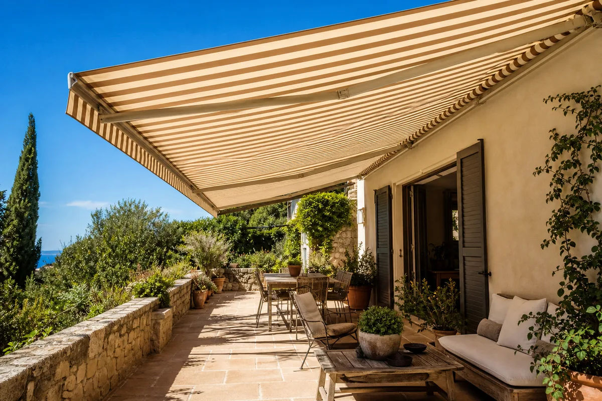 Depannage store banne : bras, toile, manivelle, moteur